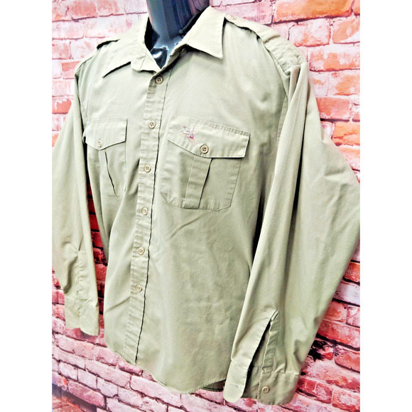Duxbak Safari Shirt Mens XL Tan Long Sleeve Utility Pockets Button Down - Picture 5 of 7